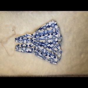 Blue and white romper